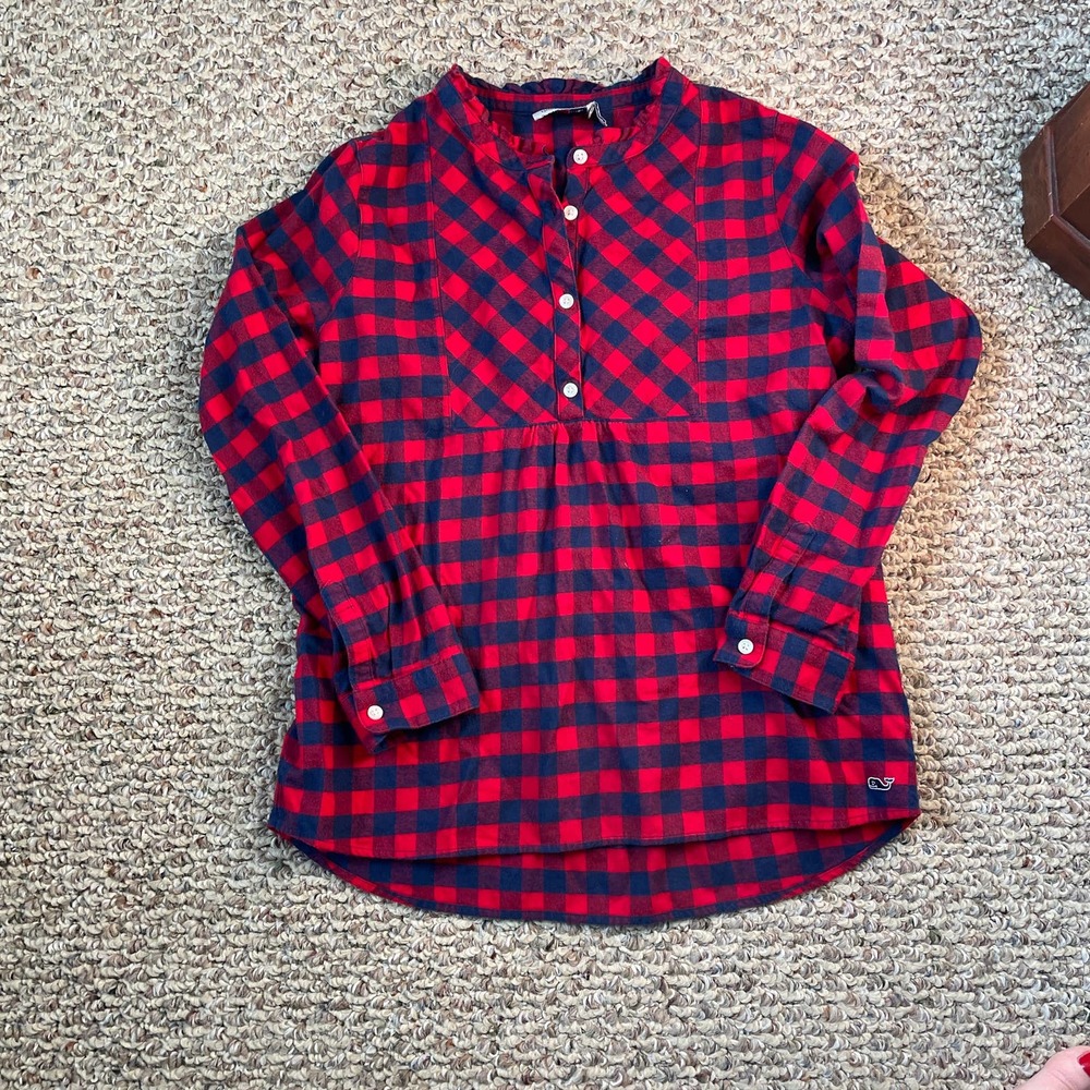 Vineyard vines girls flannel top sz 14
